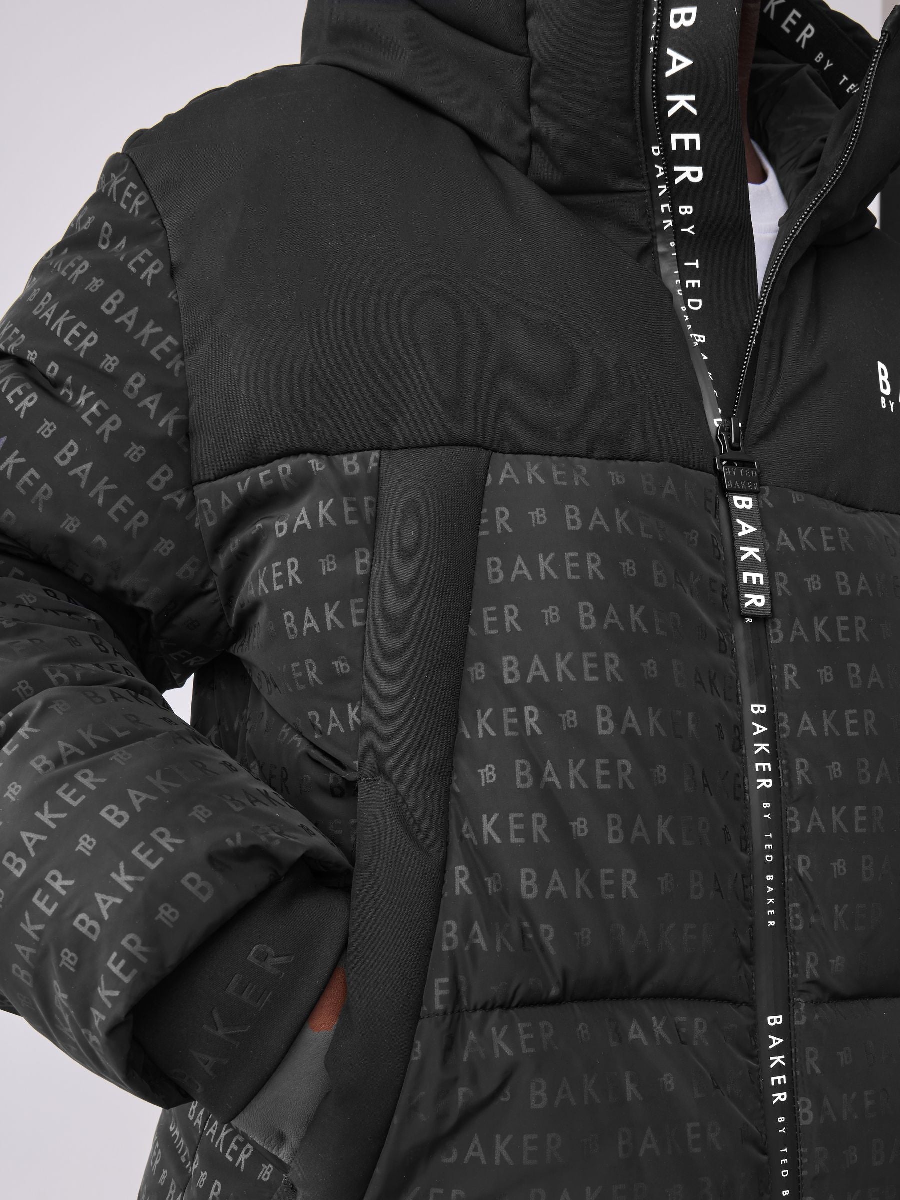 Baker by Ted Baker Shower Resistant Printed Black Padded Jacket image 8