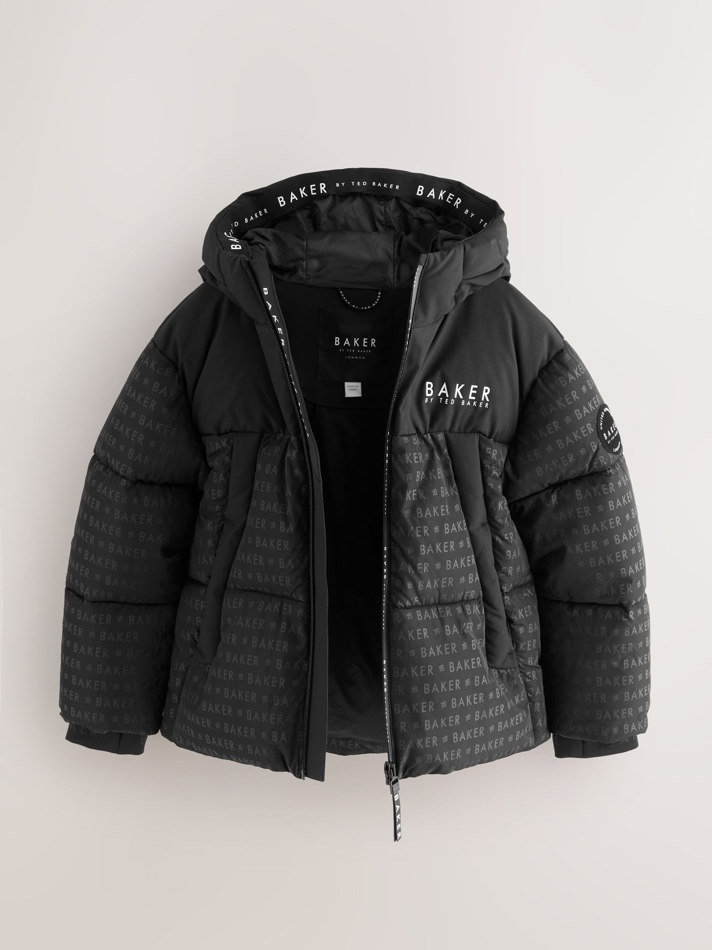 Baker by Ted Baker Shower Resistant Printed Black Padded Jacket image 9