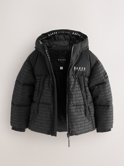 Baker by Ted Baker Shower Resistant Printed Black Padded Jacket image 9