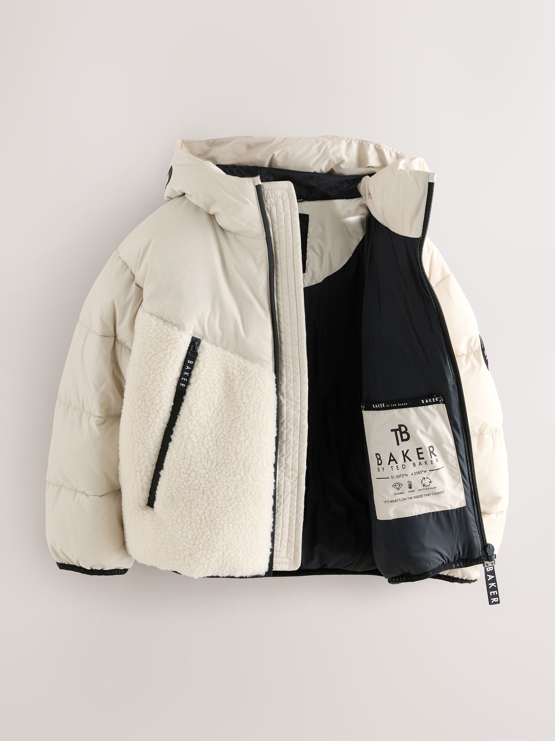 Baker by Ted Baker Neutral Borg Padded Coat image 8