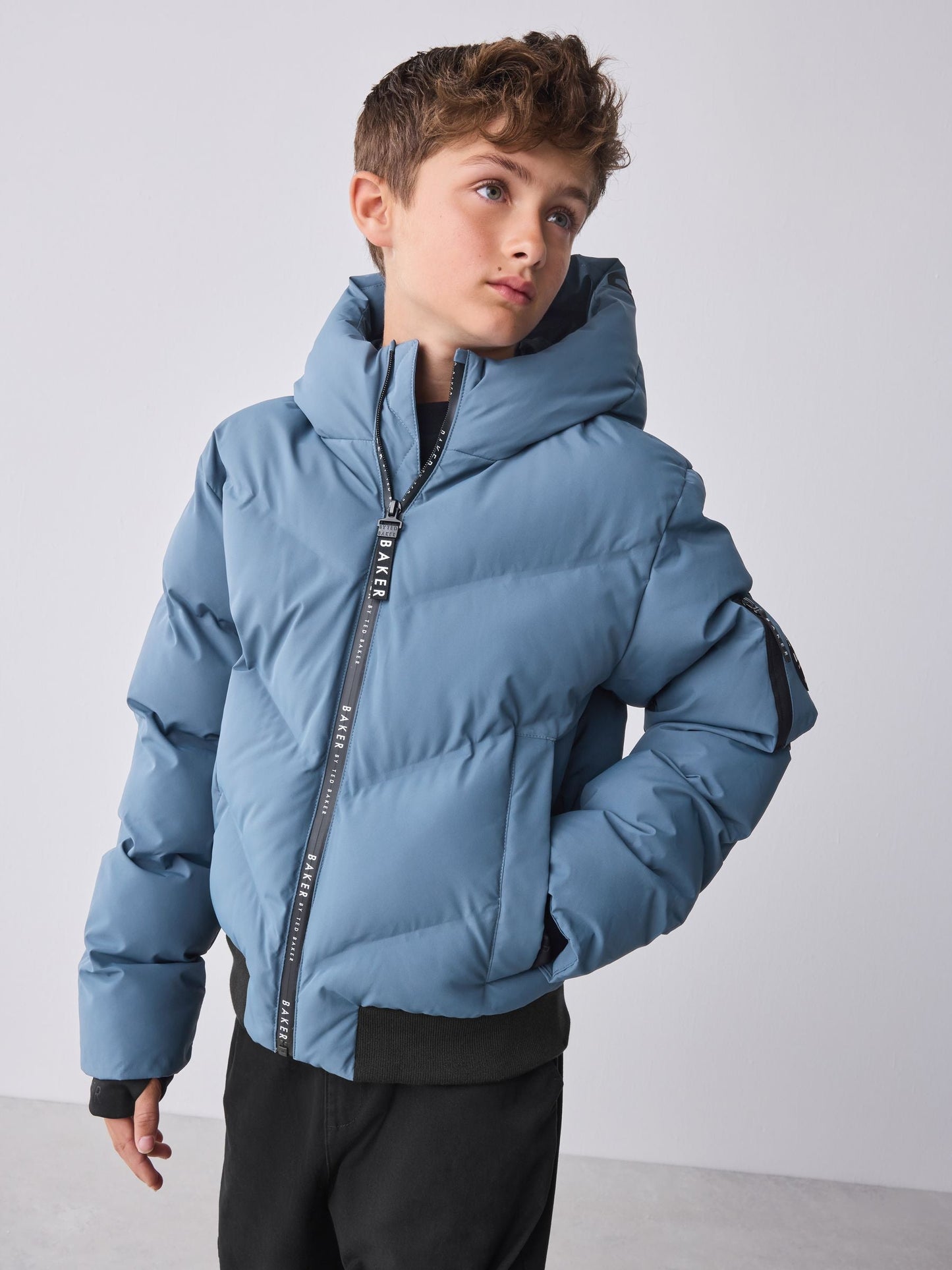 Baker by Ted Baker Shower Resistant Blue Padded Bomber Coat