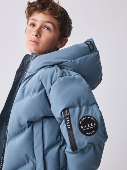 Baker by Ted Baker Shower Resistant Blue Padded Bomber Coat