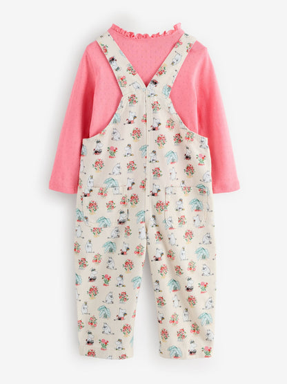 Pink Moomin Printed Dungarees and T-Shirt Set (3mths-7yrs)