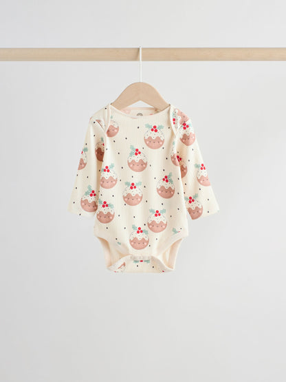 Multi Baby Christmas Bodysuits 3 Pack image 2