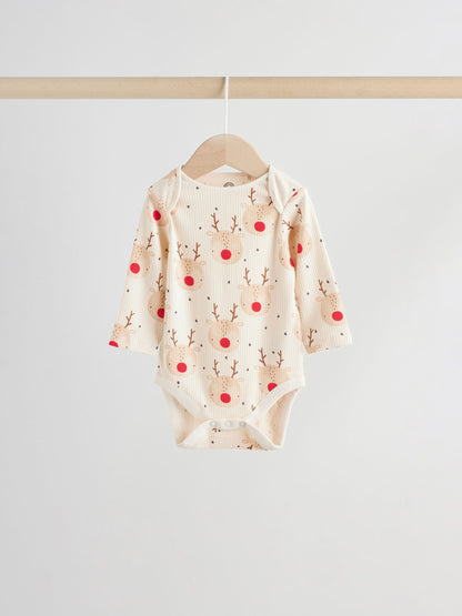 Multi Baby Christmas Bodysuits 3 Pack image 4