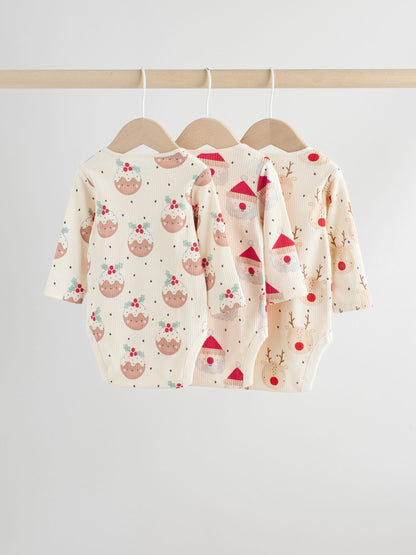 Multi Baby Christmas Bodysuits 3 Pack image 5