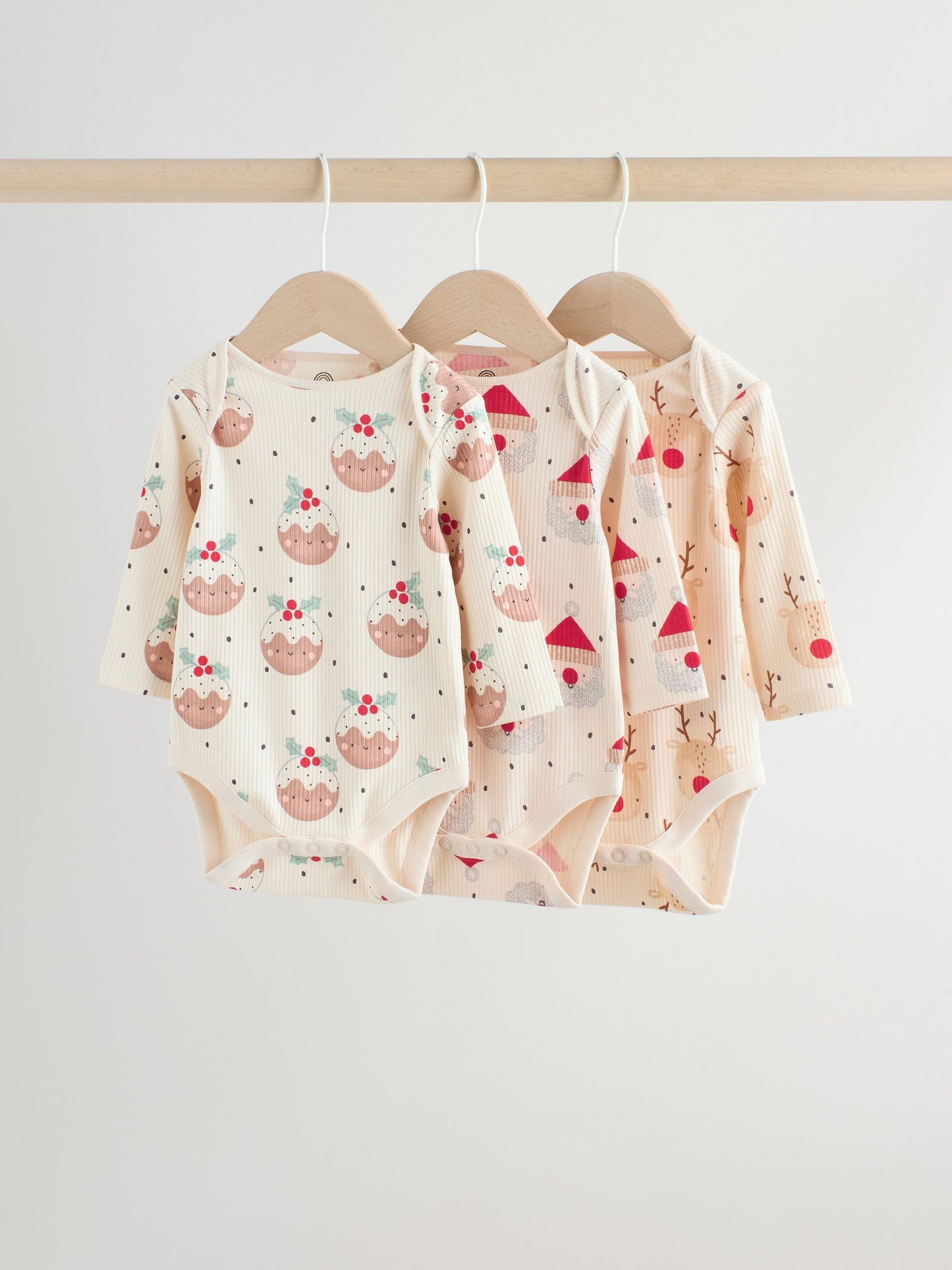 Multi Baby Christmas Bodysuits 3 Pack image 1