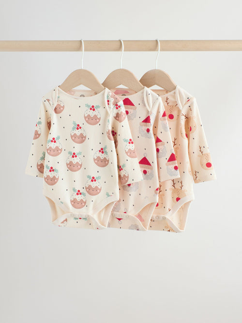 Multi Baby Christmas Bodysuits 3 Pack image 1