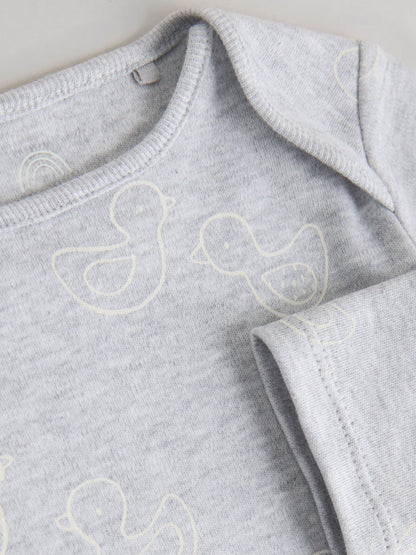 Grey Long Sleeved Baby Bodysuits 5 Pack image 5