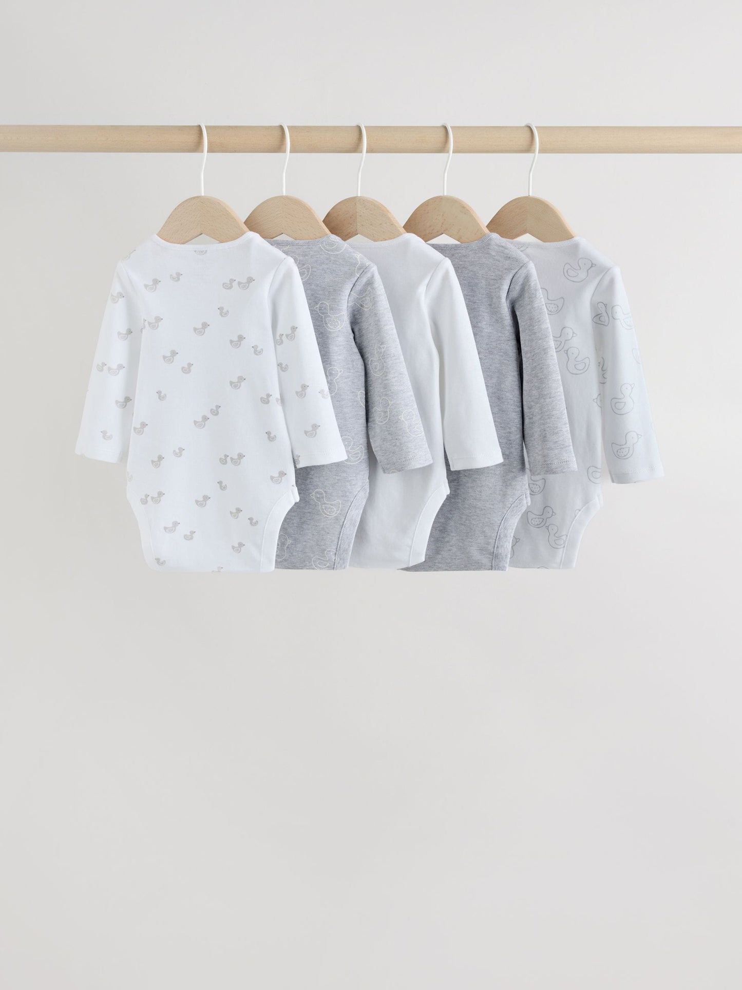 Grey Long Sleeved Baby Bodysuits 5 Pack image 6