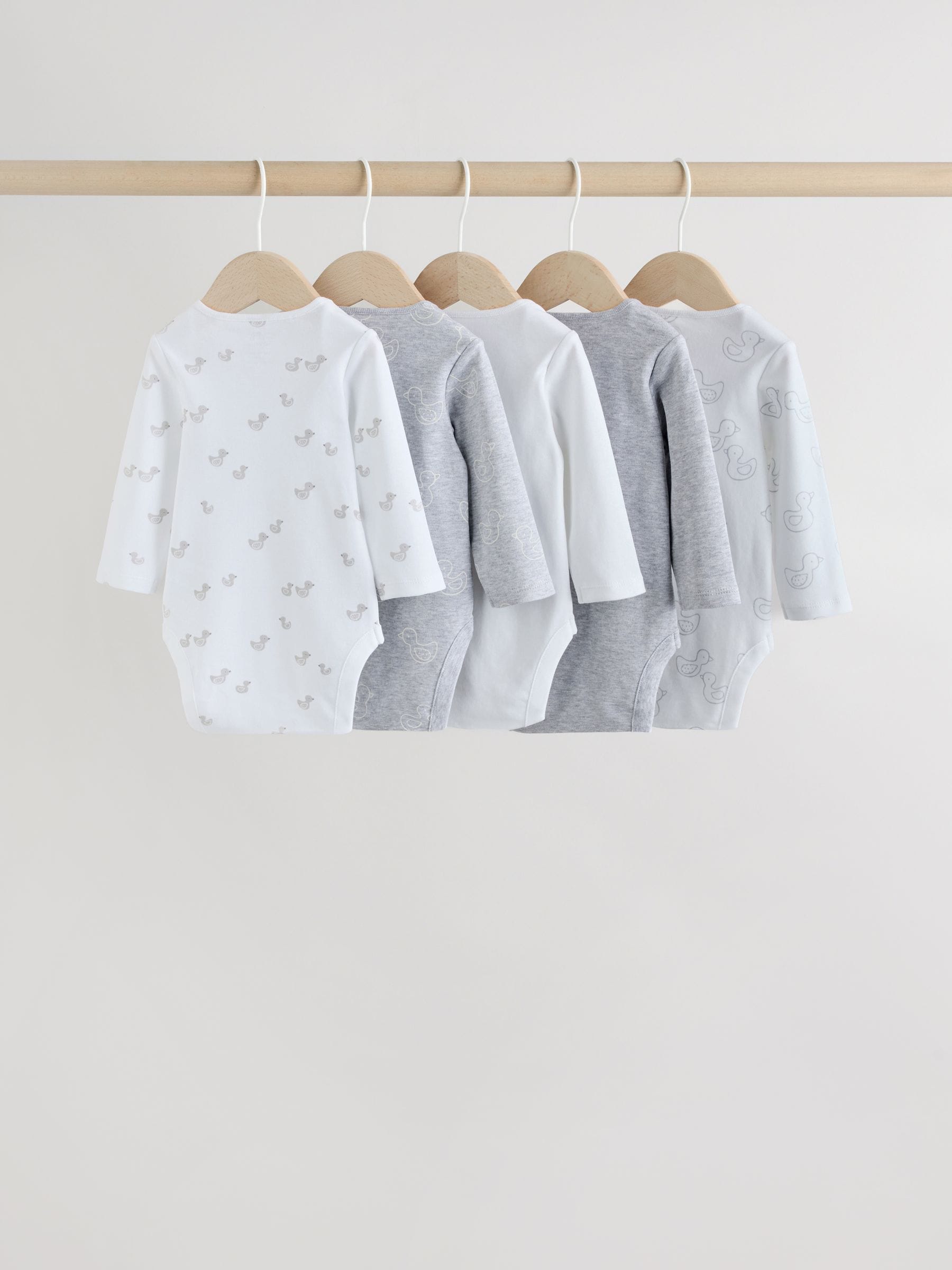 Grey Long Sleeved Baby Bodysuits 5 Pack image 6