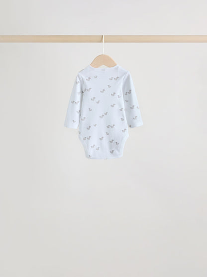 Grey Long Sleeved Baby Bodysuits 5 Pack image 9