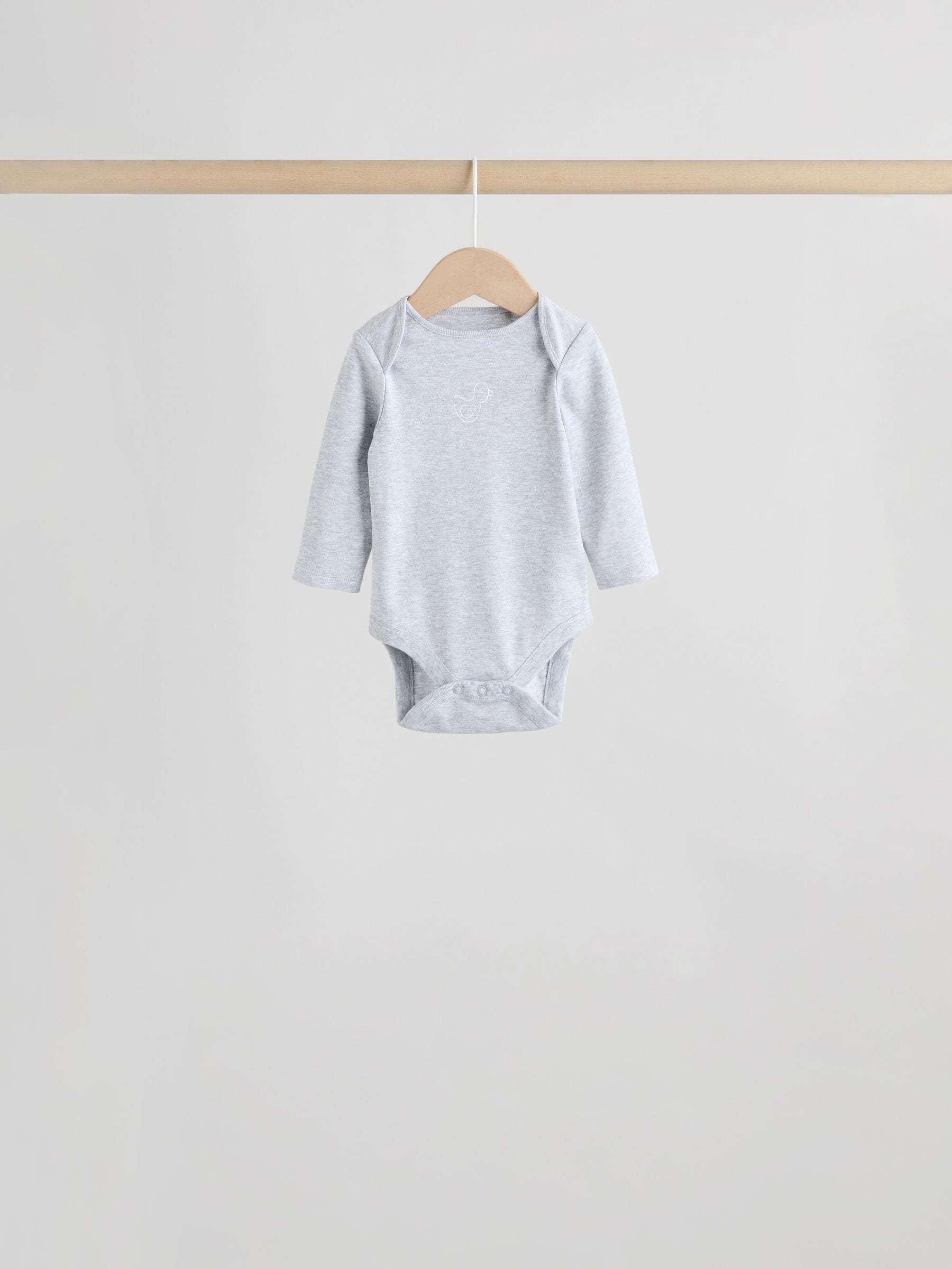 Grey Long Sleeved Baby Bodysuits 5 Pack image 10