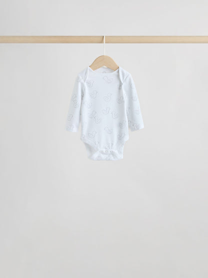 Grey Long Sleeved Baby Bodysuits 5 Pack image 7