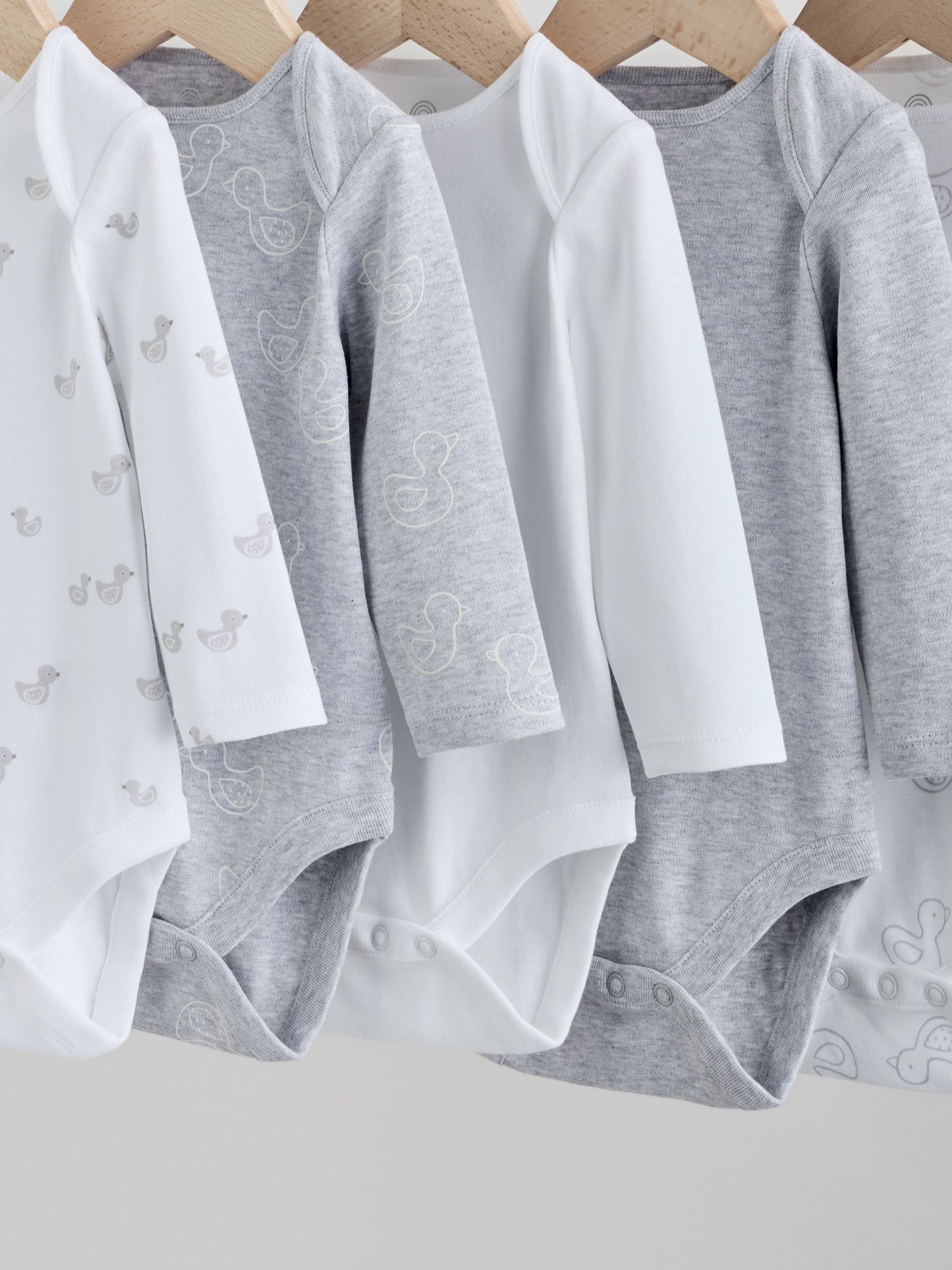 Grey Long Sleeved Baby Bodysuits 5 Pack image 9