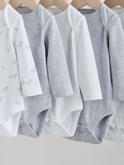 Grey Long Sleeved Baby Bodysuits 5 Pack image 9