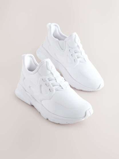 White Wide Fit (G) Elastic Lace Trainers image 1
