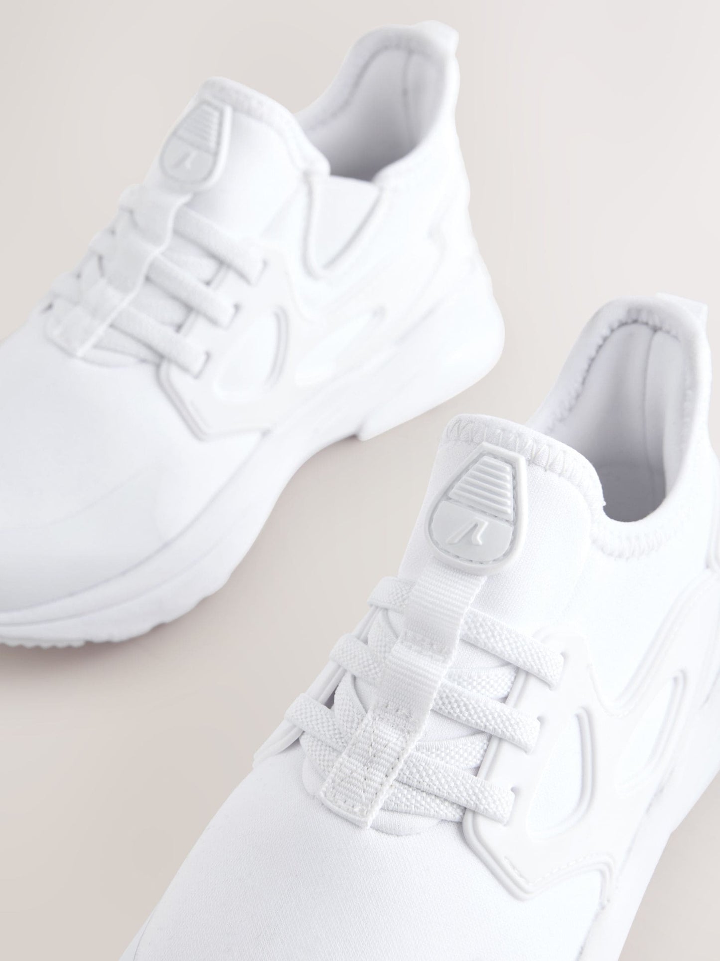 White Wide Fit (G) Elastic Lace Trainers image 3