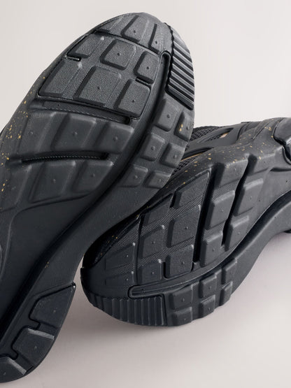 Black/Gold Wide Fit (G) Elastic Lace Trainers image 3