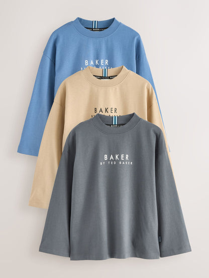 Baker by Ted Baker Cotton Long Sleeve T-Shirts 3 Pack image 1