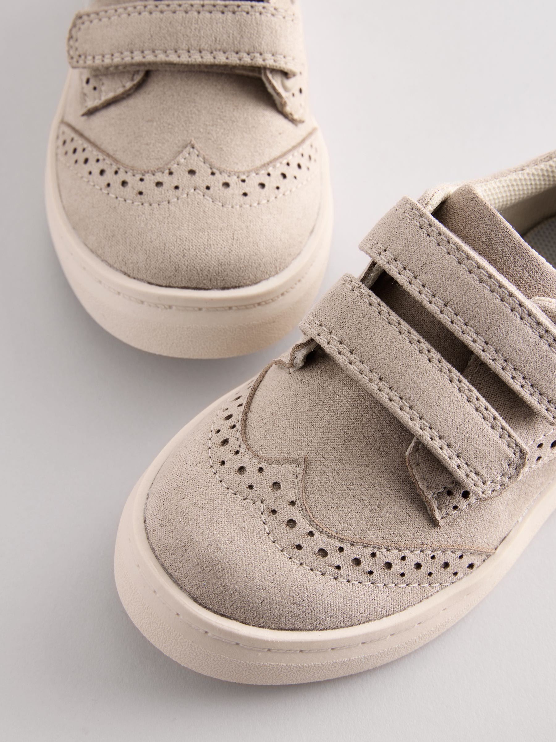 Neutral Wide Fit (G) Touch Fastening Brogue Shoes image 3