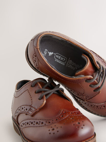 Tan Brown Wide Fit (G) Smart Leather Brogue Shoes image 3