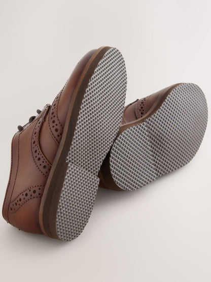 Tan Brown Wide Fit (G) Smart Leather Brogue Shoes image 5