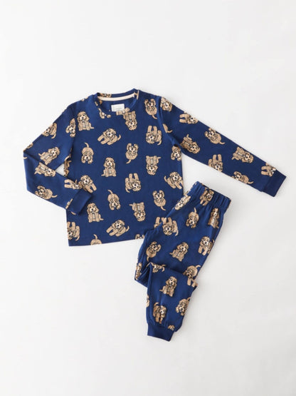 Chelsea Peers Blue Kids Cockapoo Print Crewneck Long Pyjamas Set - image 1