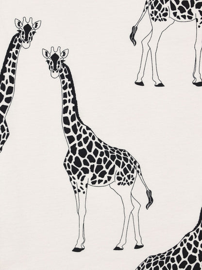 Chelsea Peers White Kids 100% Cotton Cream Giraffe Print Crewneck Short Pyjamas Set - image 3