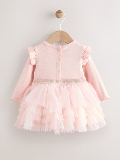 Pink Baby Long Sleeve Tutu Dress (0mths-2yrs) image 2
