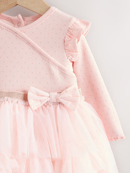 Pink Baby Long Sleeve Tutu Dress (0mths-2yrs) image 3