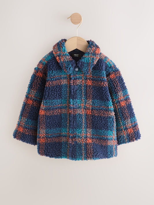 Navy Check Borg Fleece Shacket (3mths-7yrs)