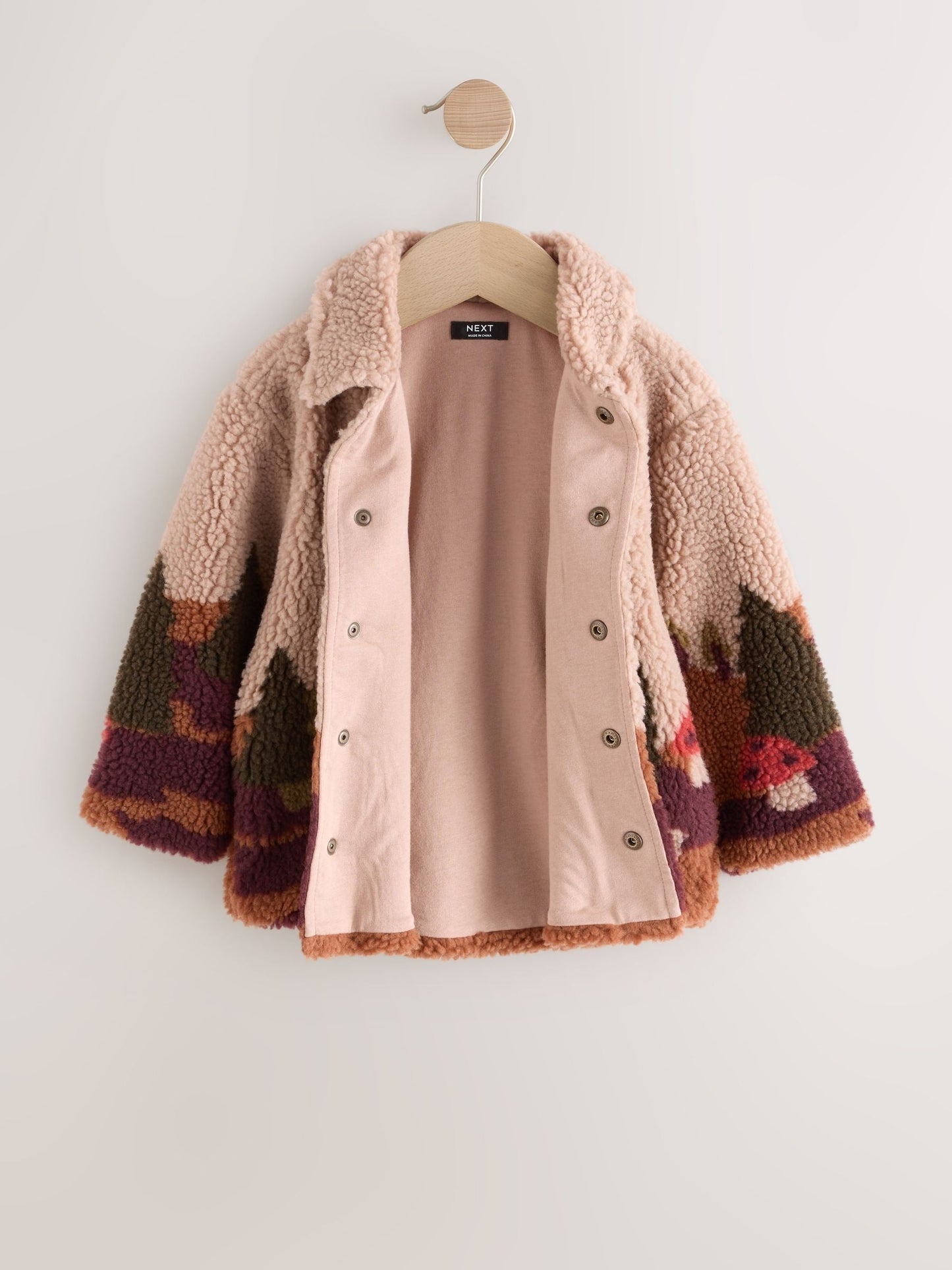 Neutral Scenic Print Borg Fleece Shacket (3mths-7yrs)