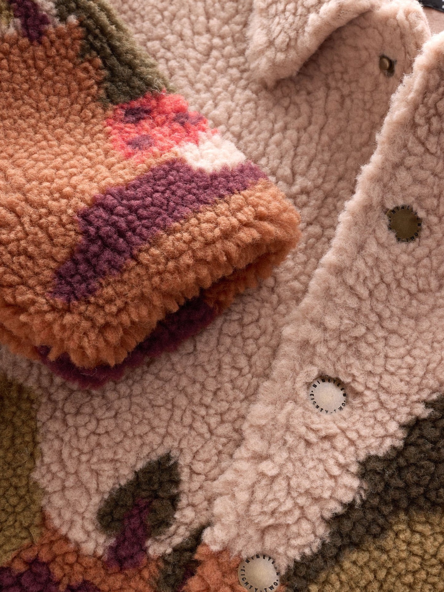 Neutral Scenic Print Borg Fleece Shacket (3mths-7yrs)