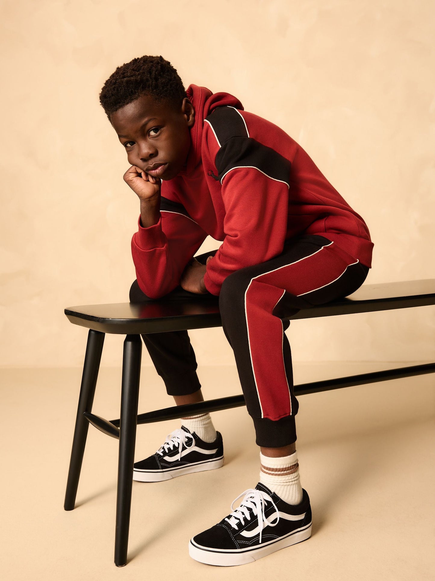 Black/Red Colourblock Hoodie Set