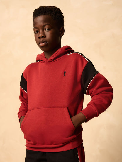 Black/Red Colourblock Hoodie Set