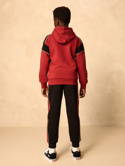 Black/Red Colourblock Hoodie Set