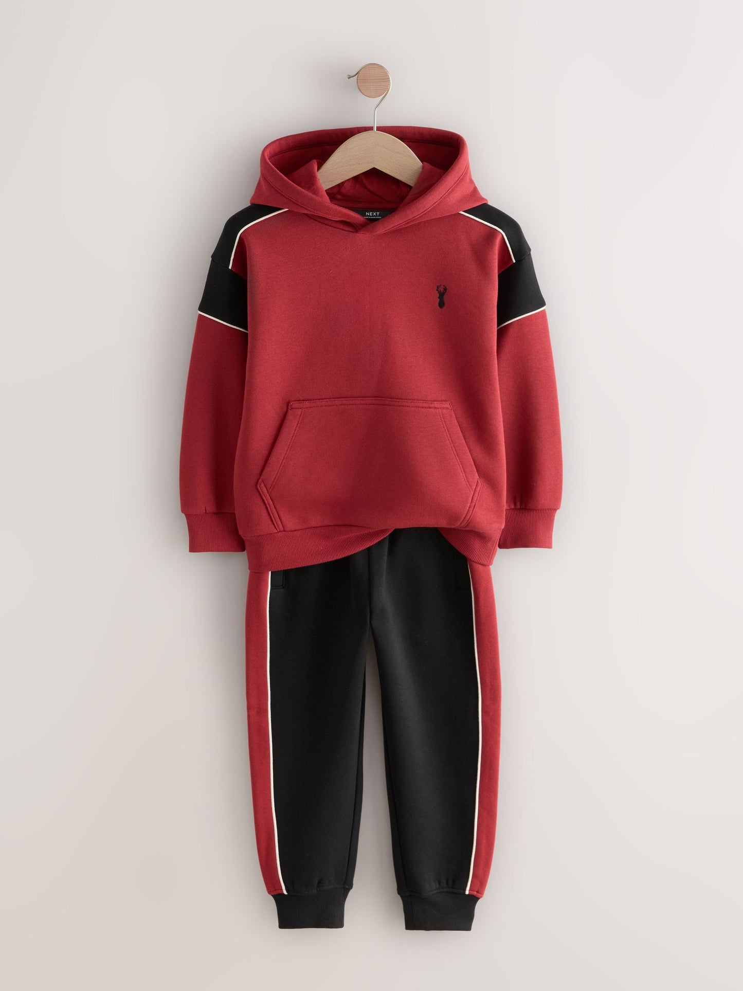 Black/Red Colourblock Hoodie Set