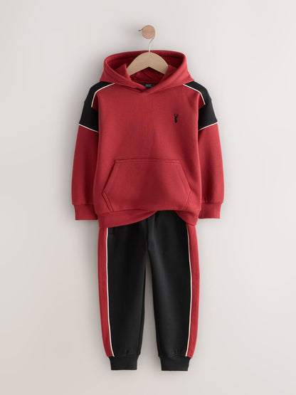 Black/Red Colourblock Hoodie Set