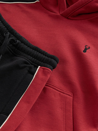 Black/Red Colourblock Hoodie Set