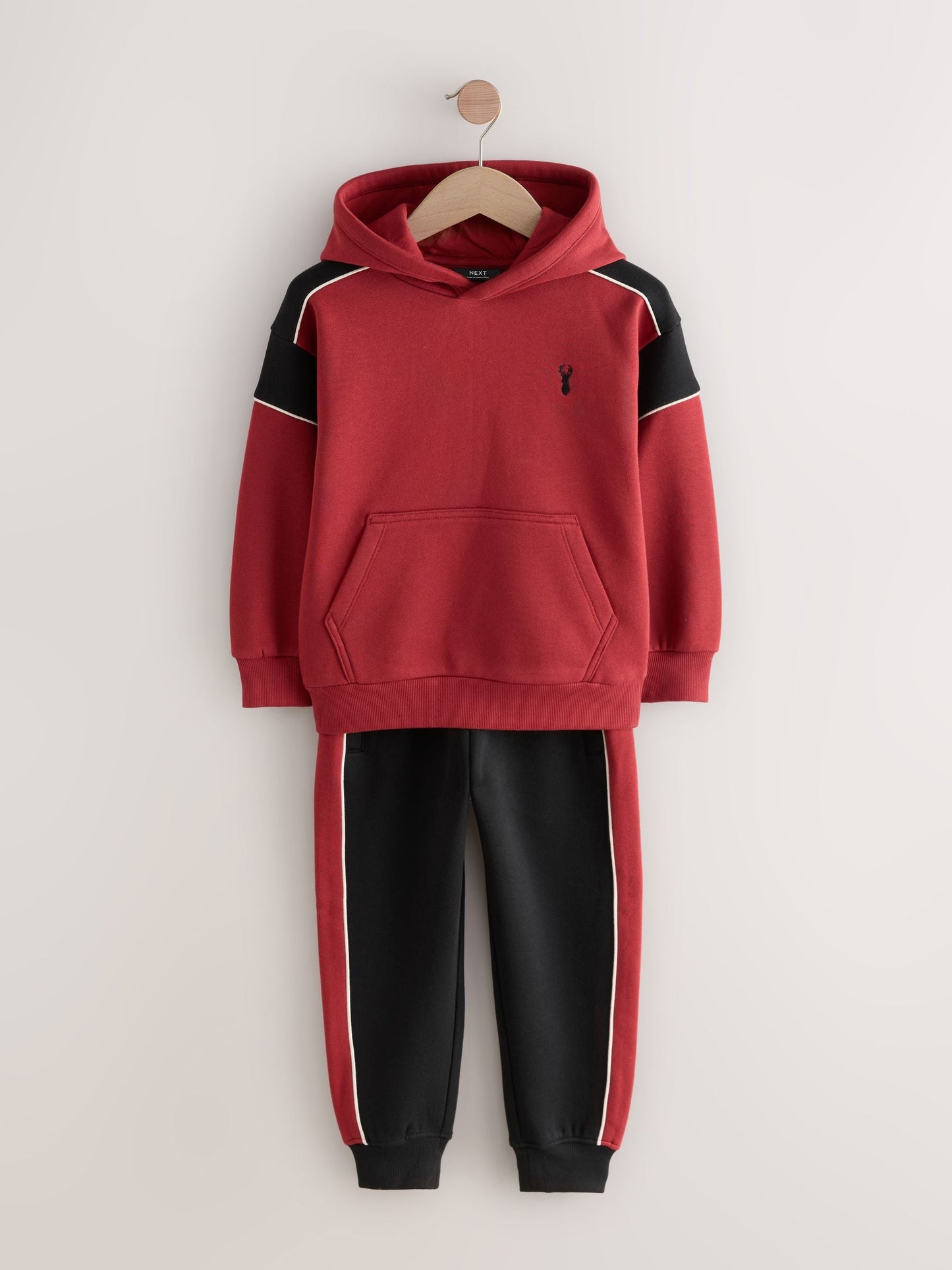 Black/Red Colourblock Hoodie Set
