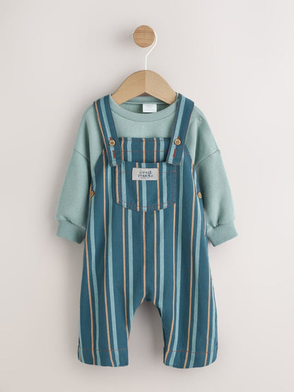Mineral Stripe Baby Woven Dungaree and Bodysuit Set (0mths-2yrs)