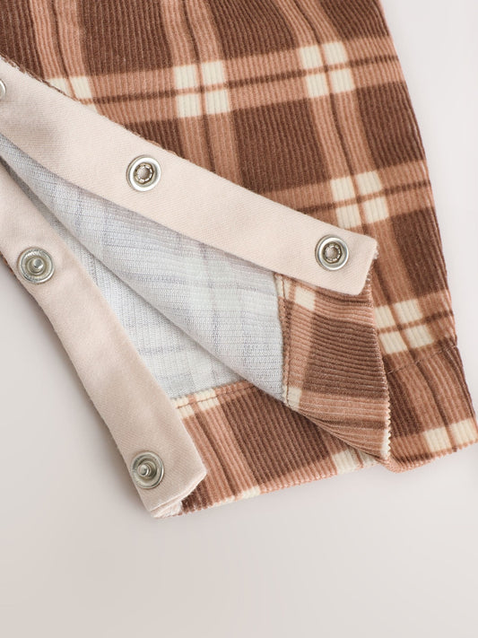 Brown Check Baby Cord Dungaree and Bodysuit Set (0mths-2yrs) image 3