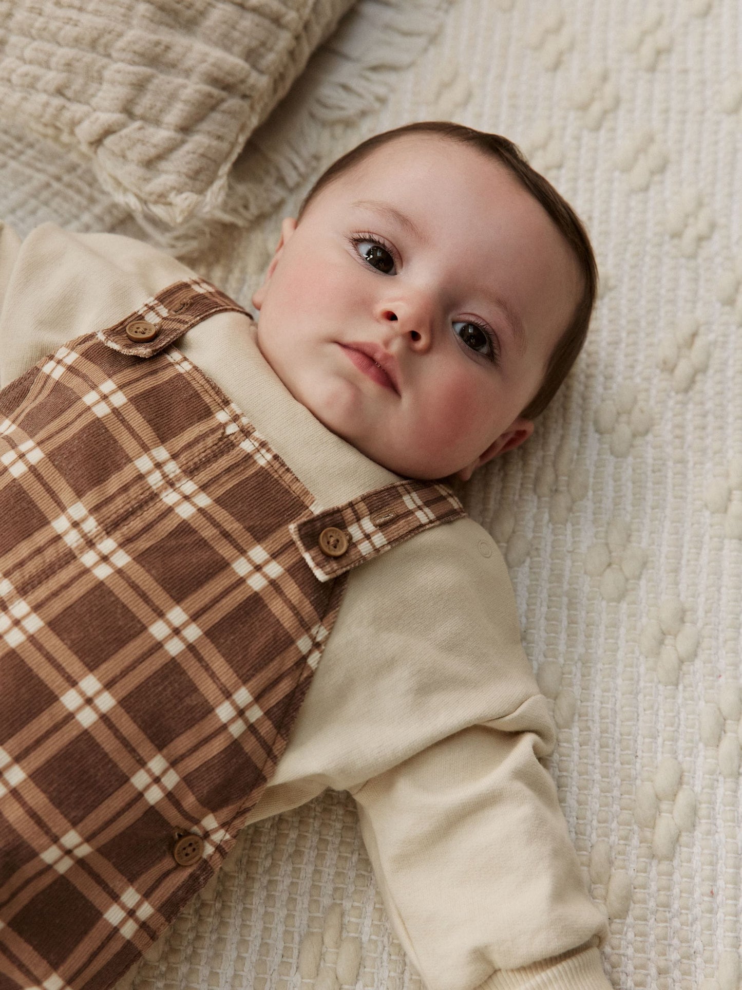 Brown Check Baby Cord Dungaree and Bodysuit Set (0mths-2yrs)