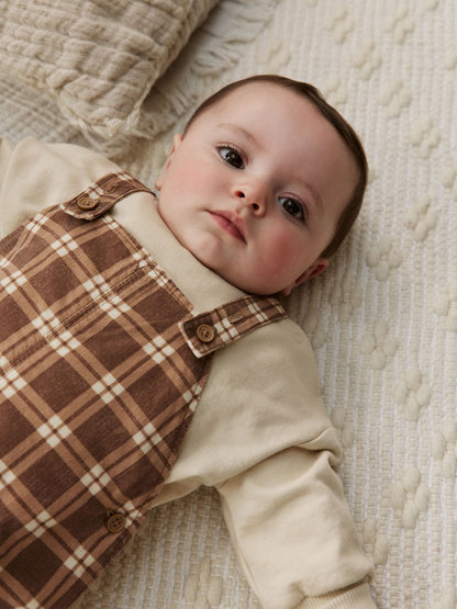 Brown Check Baby Cord Dungaree and Bodysuit Set (0mths-2yrs)