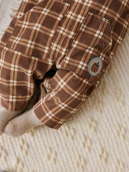 Brown Check Baby Cord Dungaree and Bodysuit Set (0mths-2yrs)