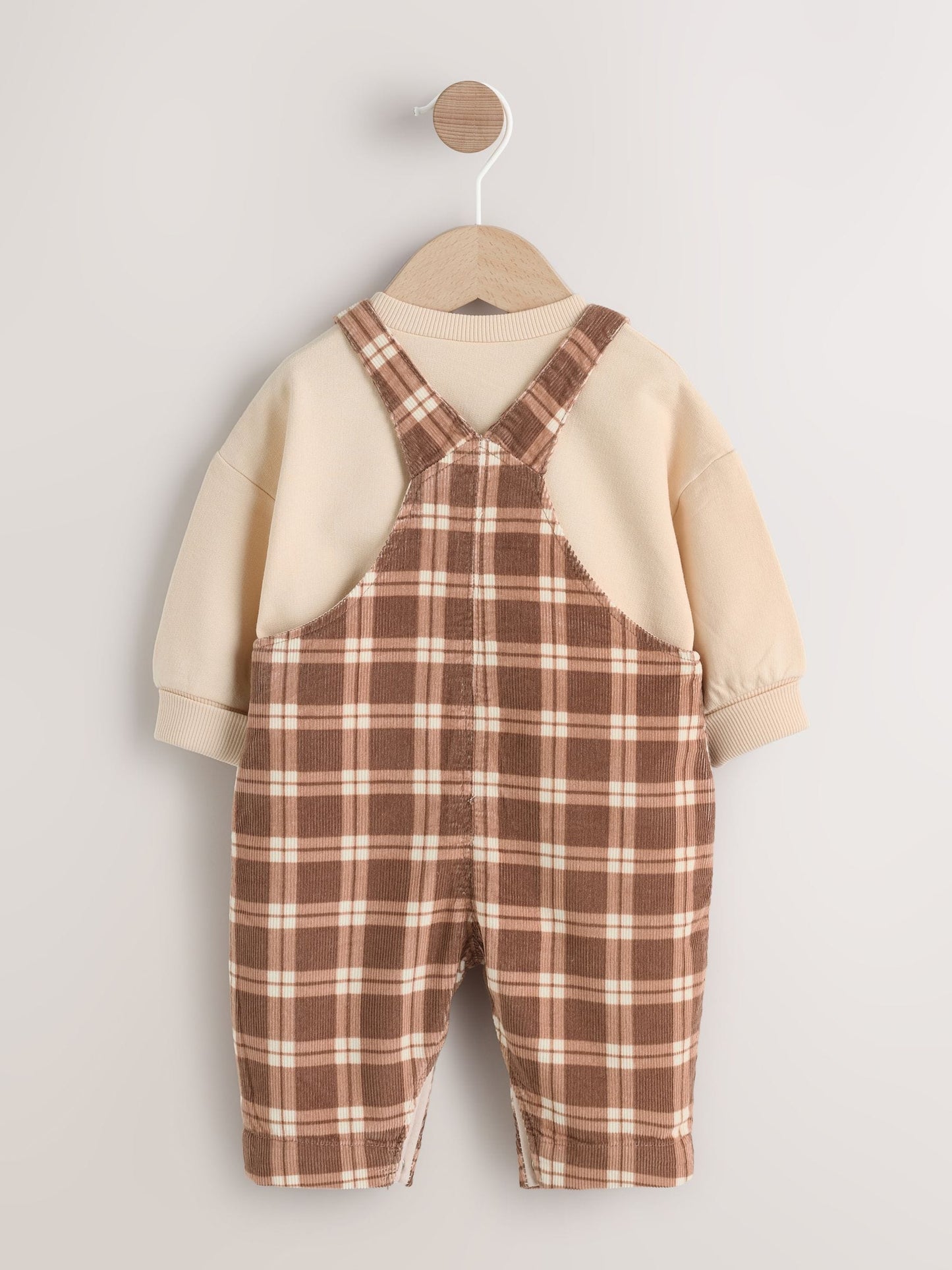 Brown Check Baby Cord Dungaree and Bodysuit Set (0mths-2yrs)