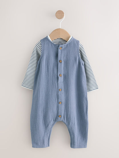 Blue Baby Dungarees and Bodysuit Set (0mths-2yrs)