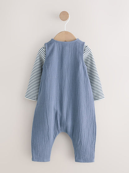 Blue Baby Dungarees and Bodysuit Set (0mths-2yrs)