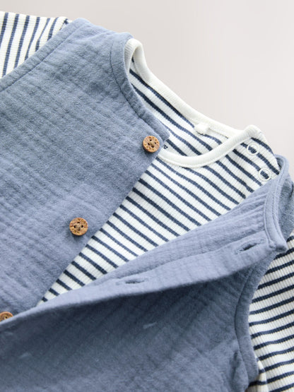 Blue Baby Dungarees and Bodysuit Set (0mths-2yrs)